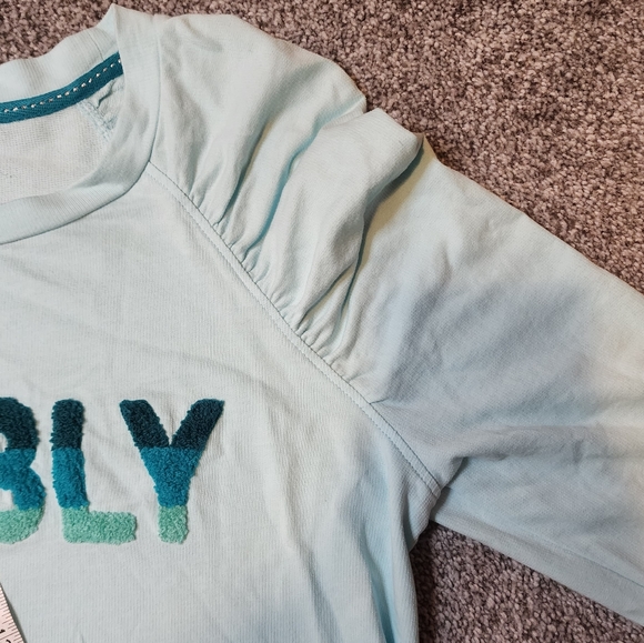 Lilly Pulitzer Aldean Sweatshirt Bubbly Block Letters Aqua Blue Sz Medium - Picture 10 of 14